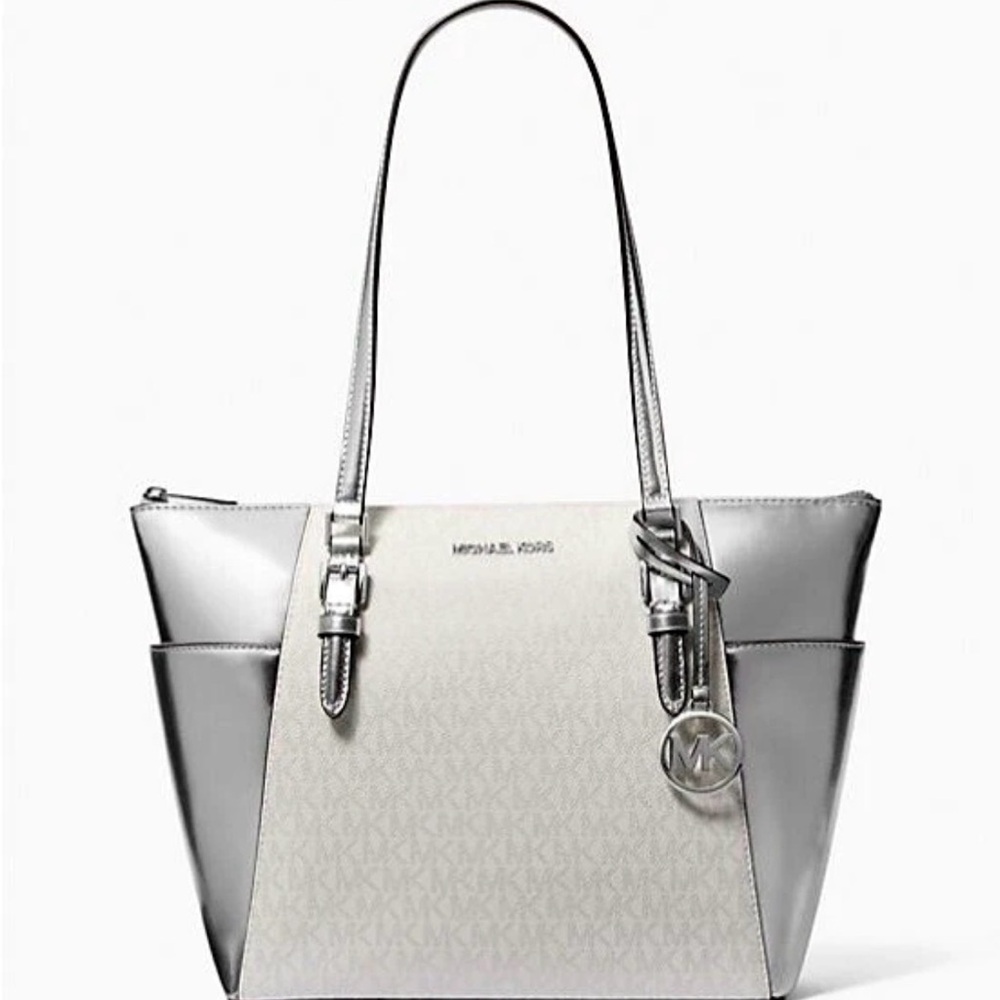 Michael Kors Silver and Cream Tote